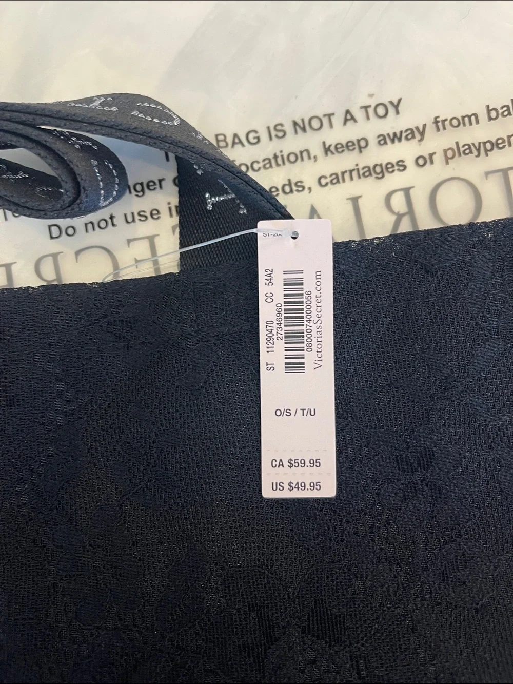 Victoria's Secret Black Lace-Textured Tote